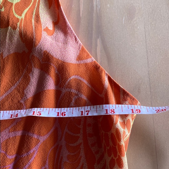 Lafayette 148 New York 100% Silk  Floral Mini Slip Dress Size 12 Orange Yellow - Picture 6 of 7